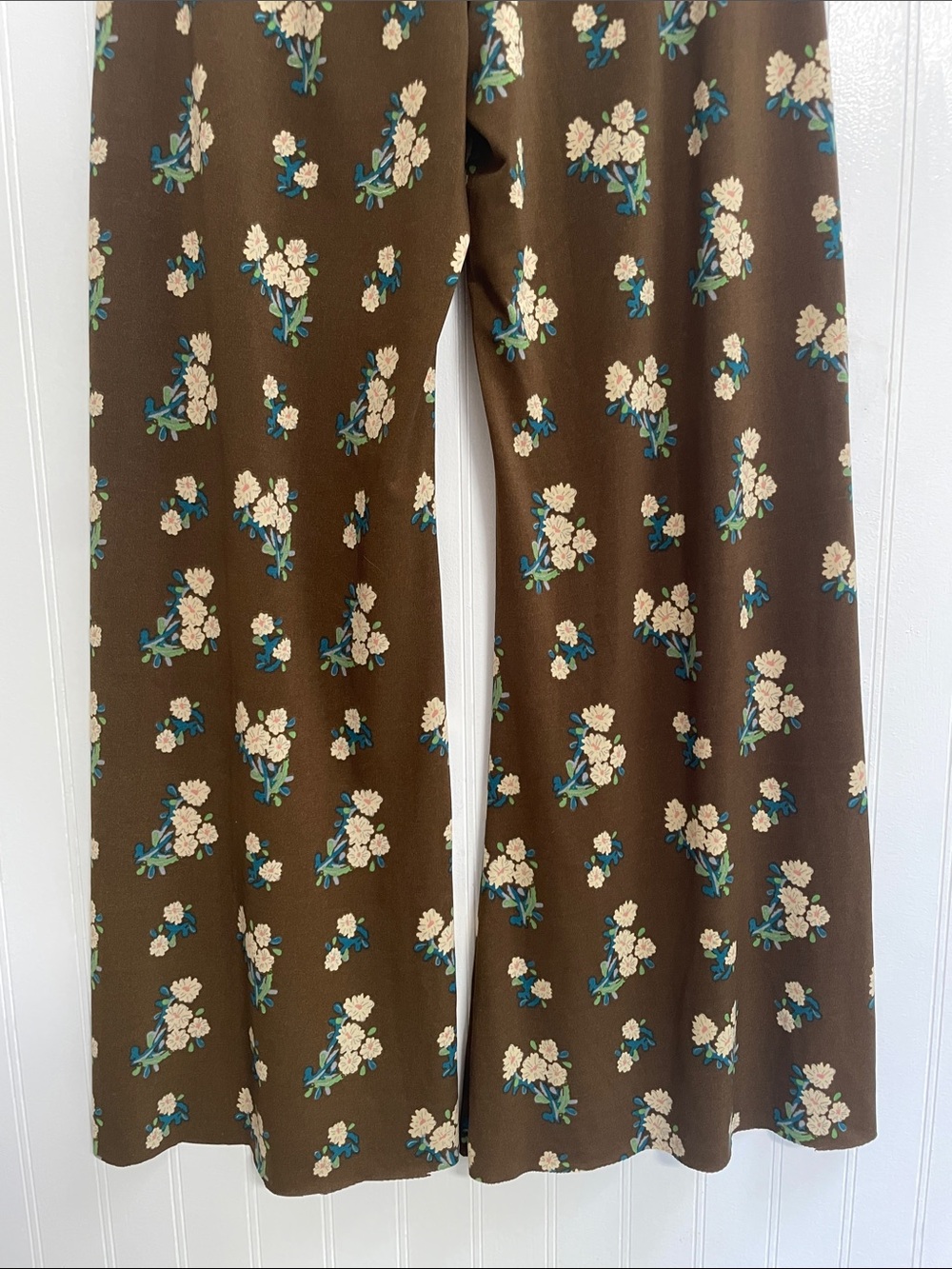 NATURAL LIFE Olive Brown Multi Floral Wide Leg Cut Your Own Length Pant Size S - Picture 8 of 9